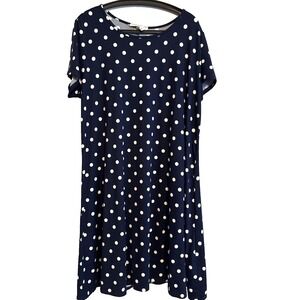 Jamie & Layla Womens 2X Casual Dress Polka Dot Dainty Feminine Office Teacher